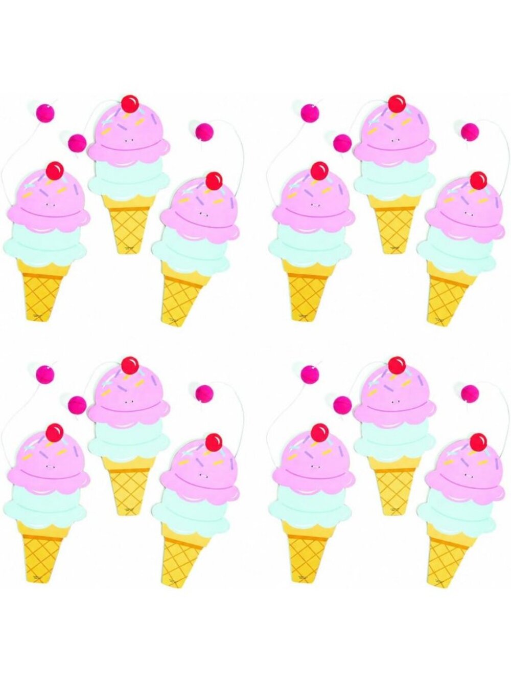 Colorful Ice Cream Cone Paddle Ball Games - 12 Fun Outdoor Party Toys